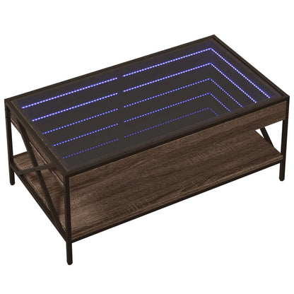 Soffbord brun ek med Infinity LEDs 90x50x38 cm