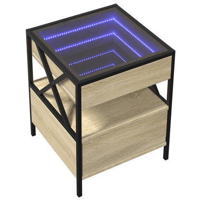 Soffbord sonoma ek med Infinity LEDs 40x40x51 cm