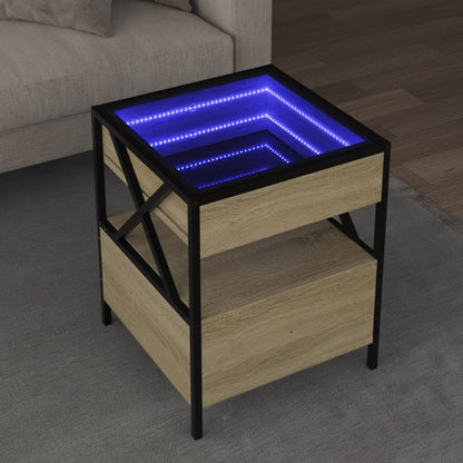 Soffbord sonoma ek med Infinity LEDs 40x40x51 cm