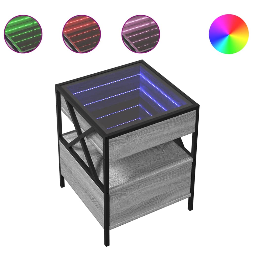 Sohvapöytä Infinity LEDillä harmaa sonoma 40x40x51 cm