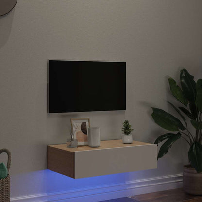 TV-möbel vit TV-bänk med LED-belysning 60x35x15,5 cm