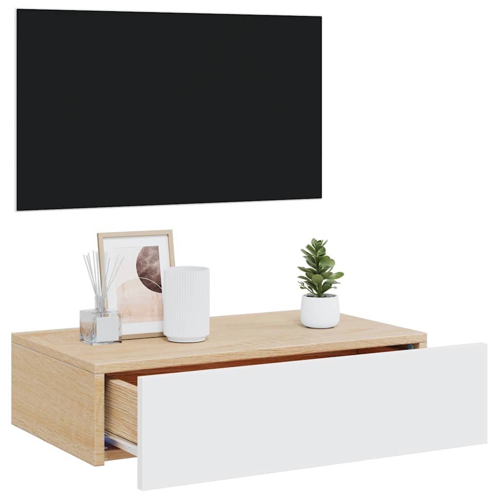 TV-möbel vit TV-bänk med LED-belysning 60x35x15,5 cm