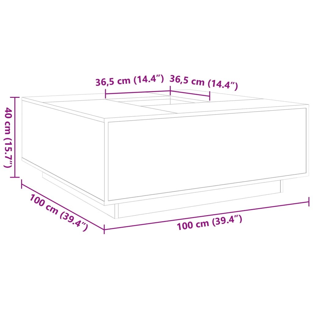 Soffbord sonoma ek 100x100x40 cm