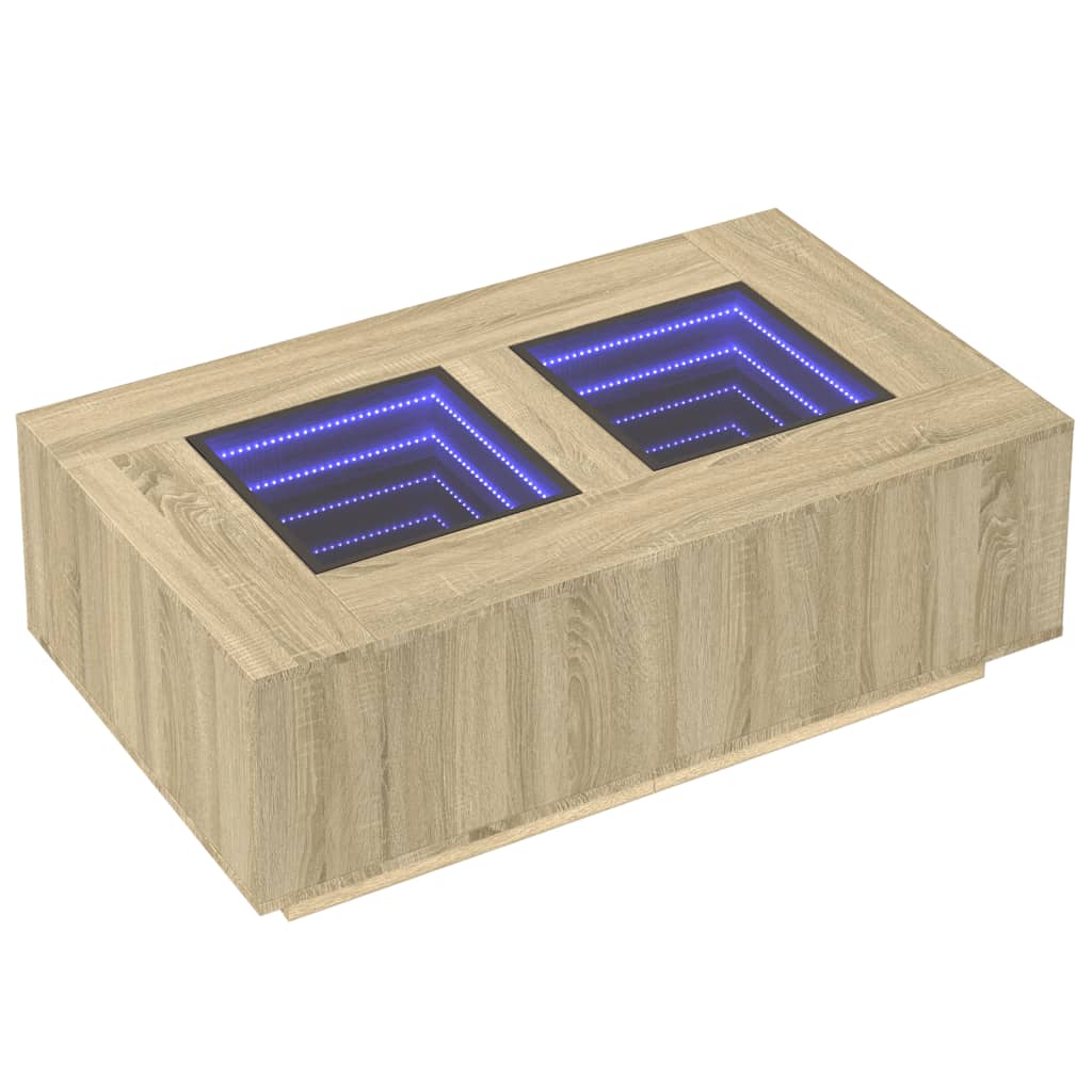 Soffbord sonoma ek med Infinity LEDs 116x69x40 cm