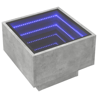 Sängbord Nattduksbord betonggrå med Infinity LEDs 40x40x30 cm