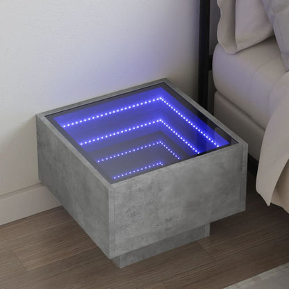 Sängbord Nattduksbord betonggrå med Infinity LEDs 40x40x30 cm