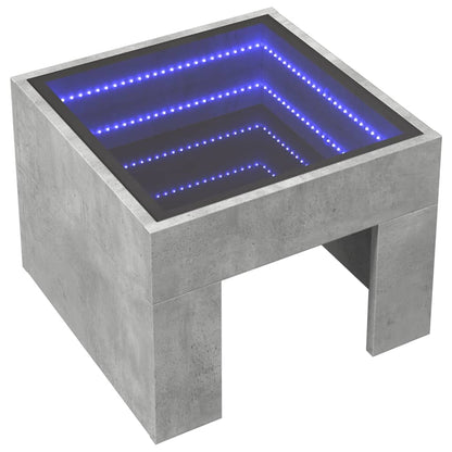 Sängbord Nattduksbord betonggrå med Infinity LEDs 40x40x30 cm