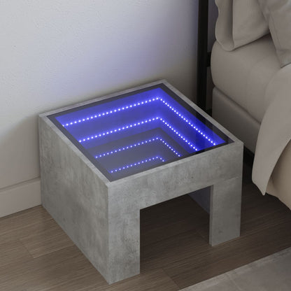 Sängbord Nattduksbord betonggrå med Infinity LEDs 40x40x30 cm