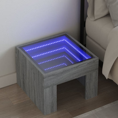 Sängbord Nattduksbord grå sonoma med Infinity LEDs 40x40x30 cm