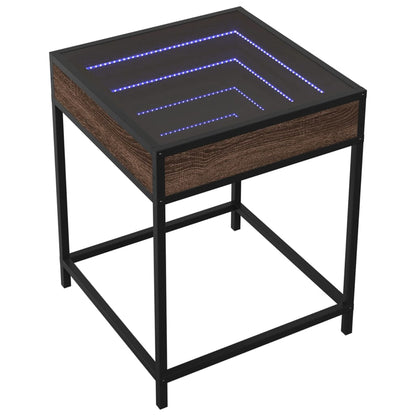 Sängbord Nattduksbord brun ek med Infinity LEDs 40x40x51 cm