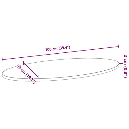 Bordsskiva 100x50x2 cm massiv ek oval