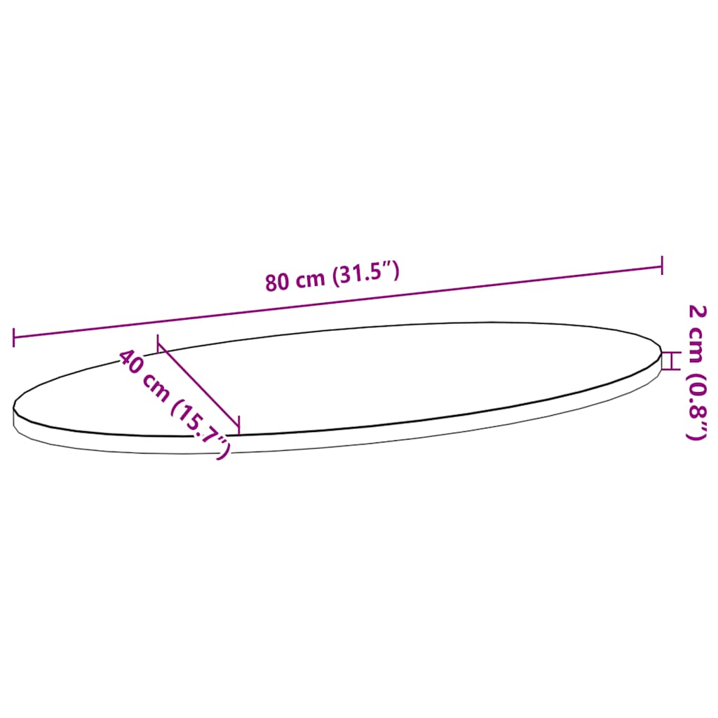 Bordsskiva ljusbrun 80x40x2 cm massiv ek oval