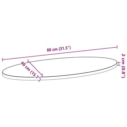 Bordsskiva ljusbrun 80x40x2 cm massiv ek oval