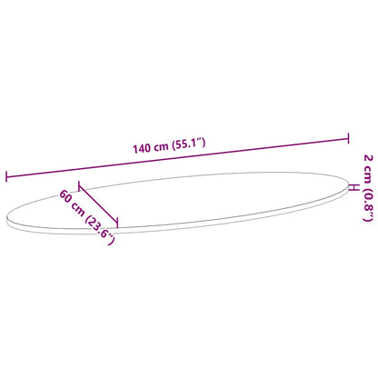 Bordsskiva ljusbrun 140x60x2 cm massiv ek oval