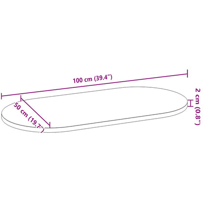 Bordsskiva ljusbrun 100x50x2 cm massiv ek oval