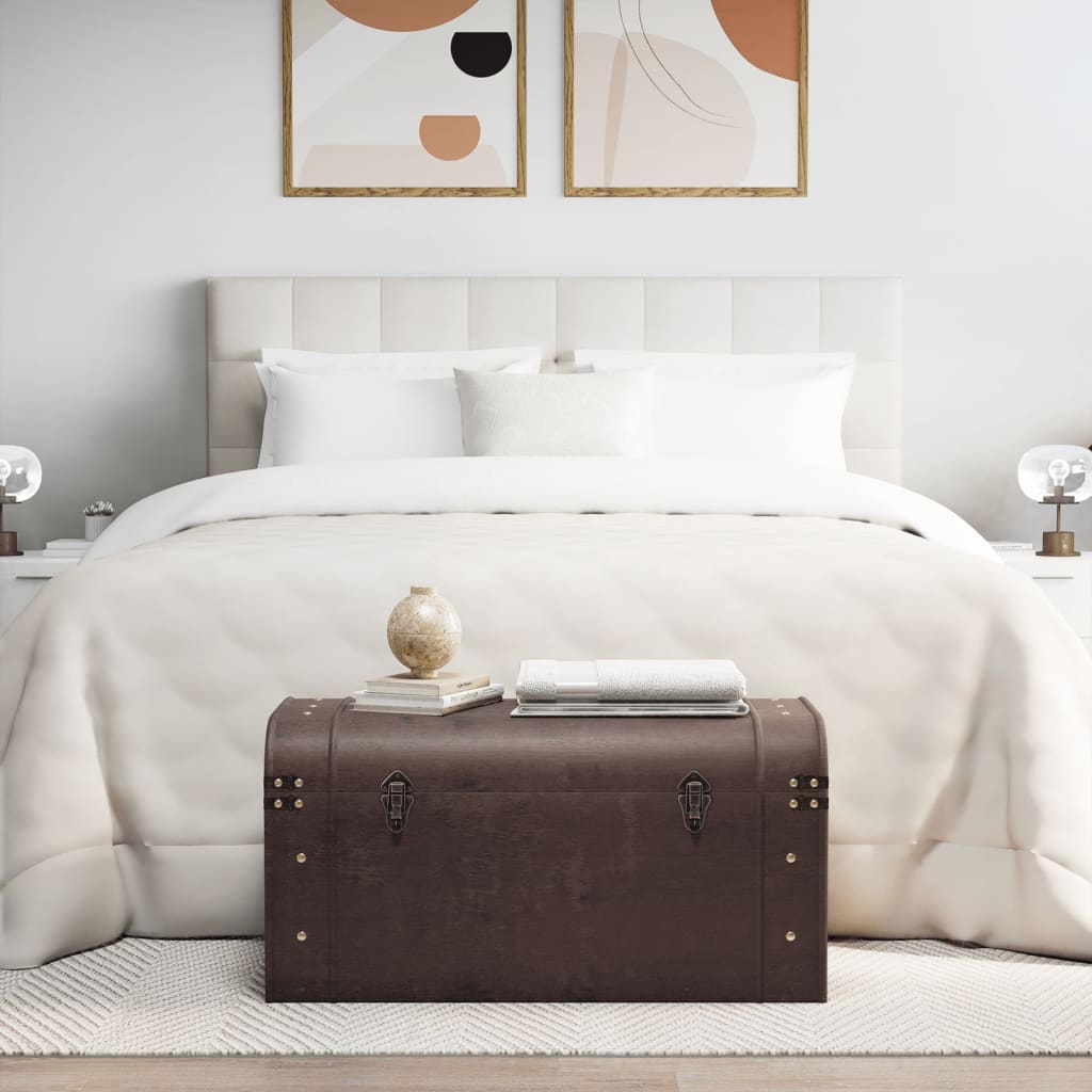 Förvaringskista med spärrar mörkbrun 79,5x39,5x39,5 cm plywood