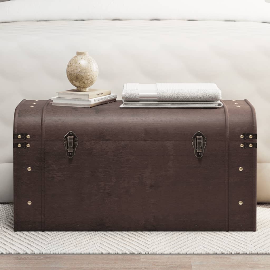 Förvaringskista med spärrar mörkbrun 79,5x39,5x39,5 cm plywood