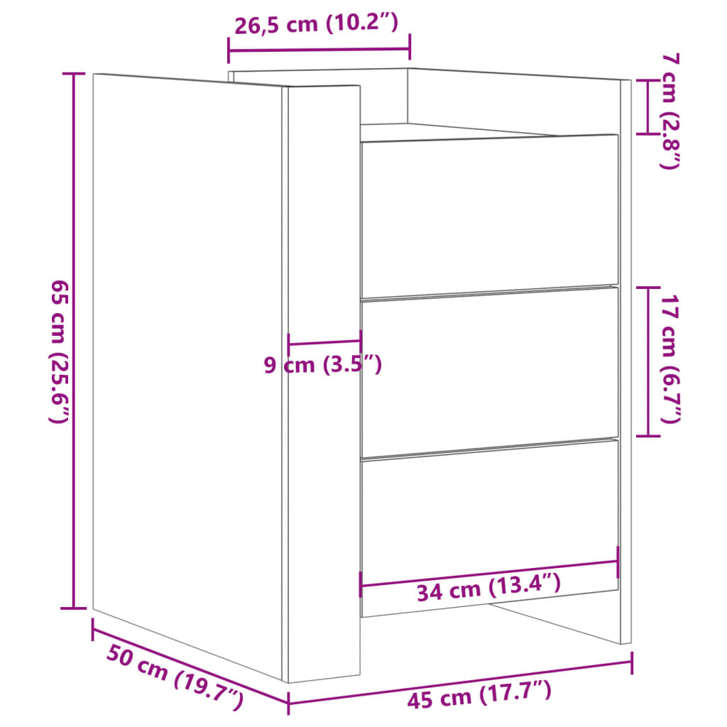 Sängbord Nattduksbord vit 45x50x65 cm