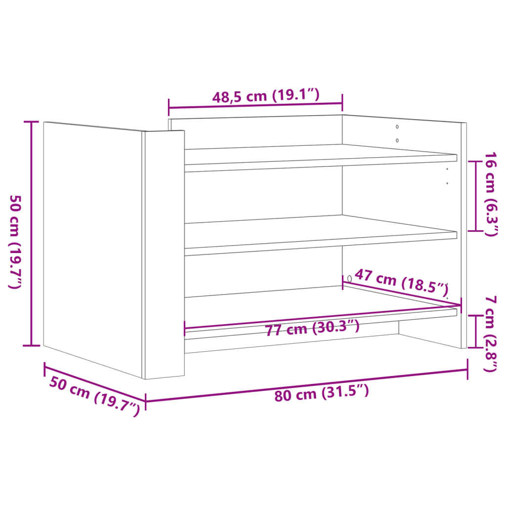 Soffbord sonoma ek 80x50x50 cm