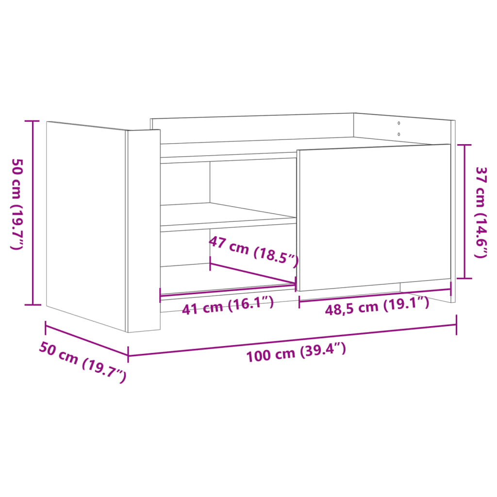 Soffbord vit 100x50x50 cm