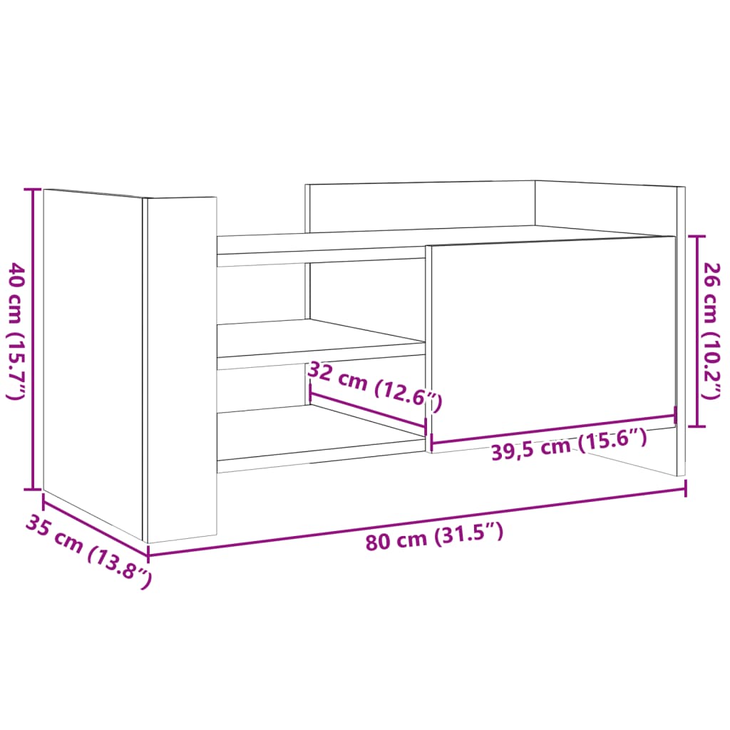 TV-möbel sonoma ek TV-bänk 80x35x40 cm