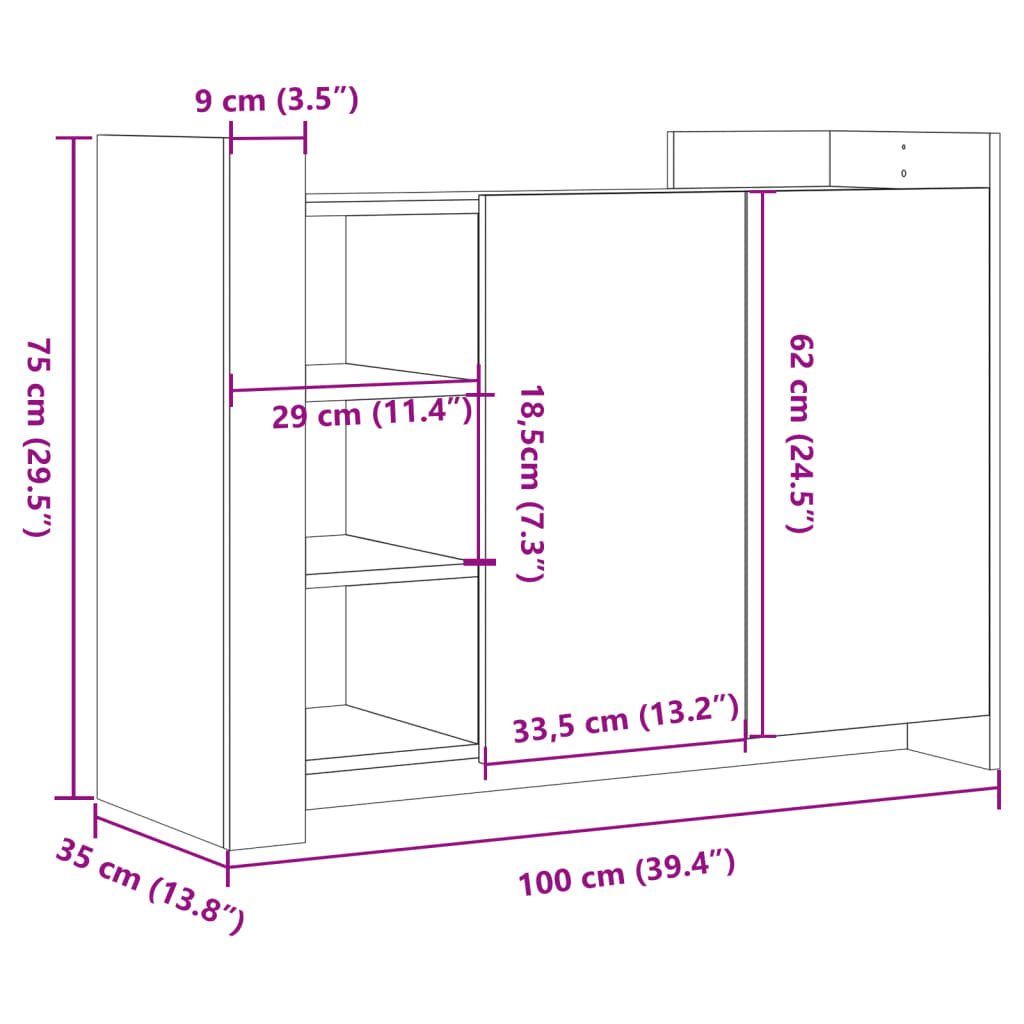 Skänk vit 100x35x75 cm