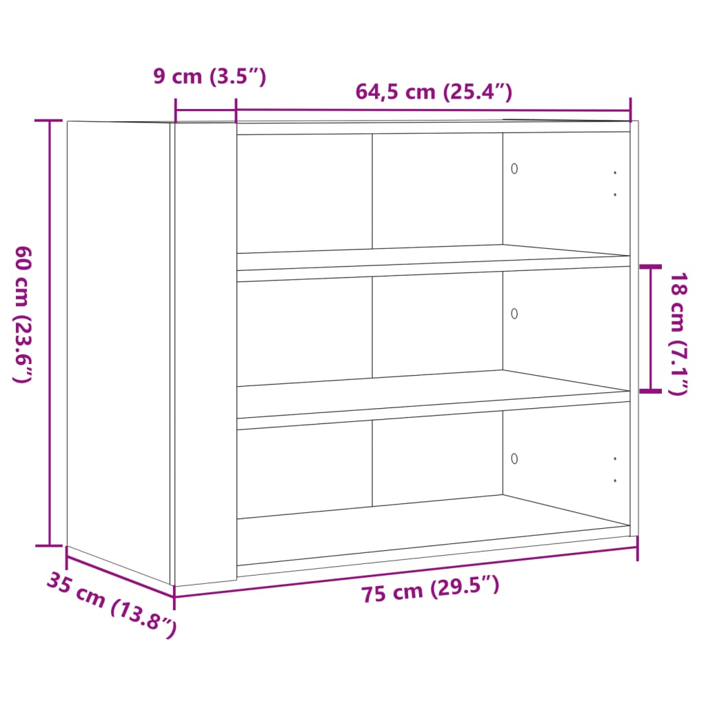 Seinäkaappi betonin harmaa 75x35x60 cm