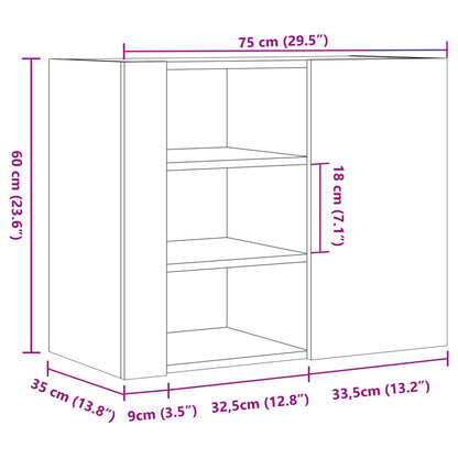 Seinäkaappi betonin harmaa 75x35x60 cm