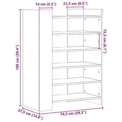 Kenkäteline Kenkäkaappi sonoma tammi 74,5x37,5x100 cm