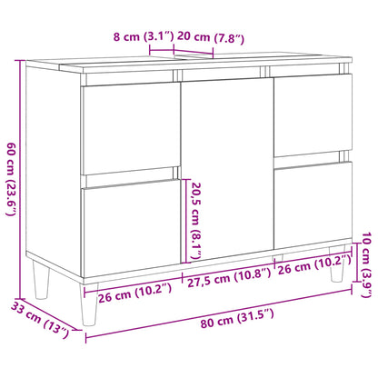 Badrumsunderskåp sonoma ek 80x33x60 cm