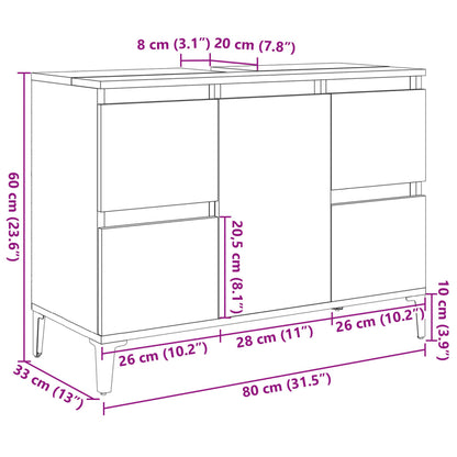 Badrumsunderskåp sonoma ek 80x33x60 cm