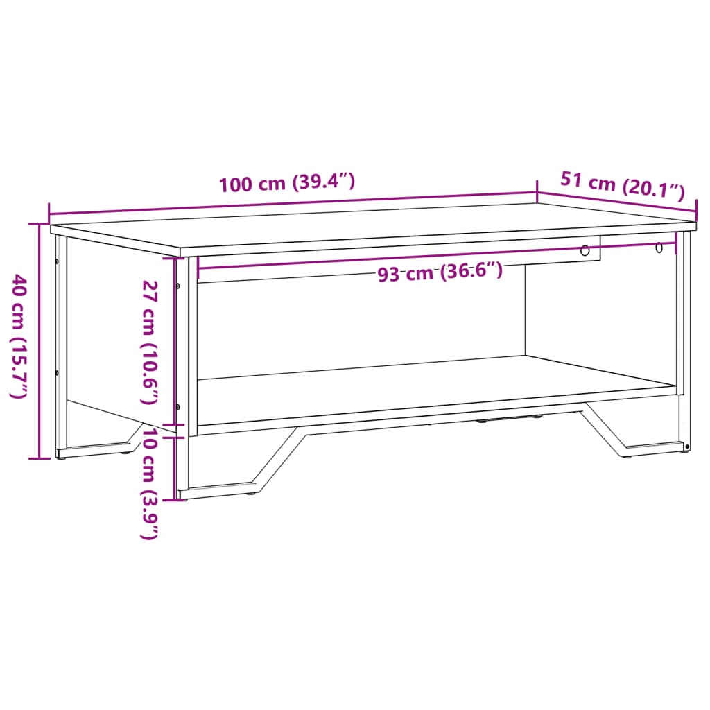 Soffbord brun ek 100x51x40 cm