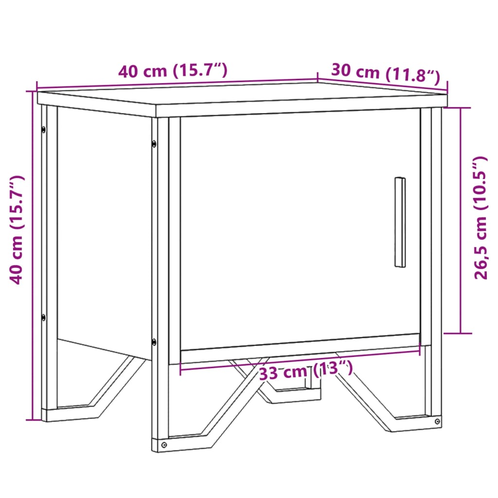 Sängbord Nattduksbord sonoma ek 40x30x40 cm