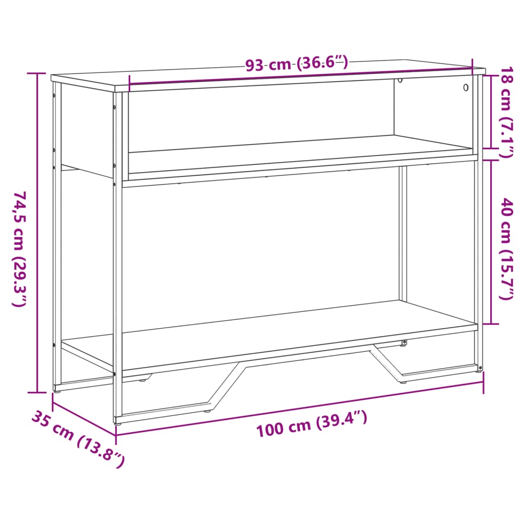 Avlastningsbord konsolbord grå sonoma 100x35x74,5 cm