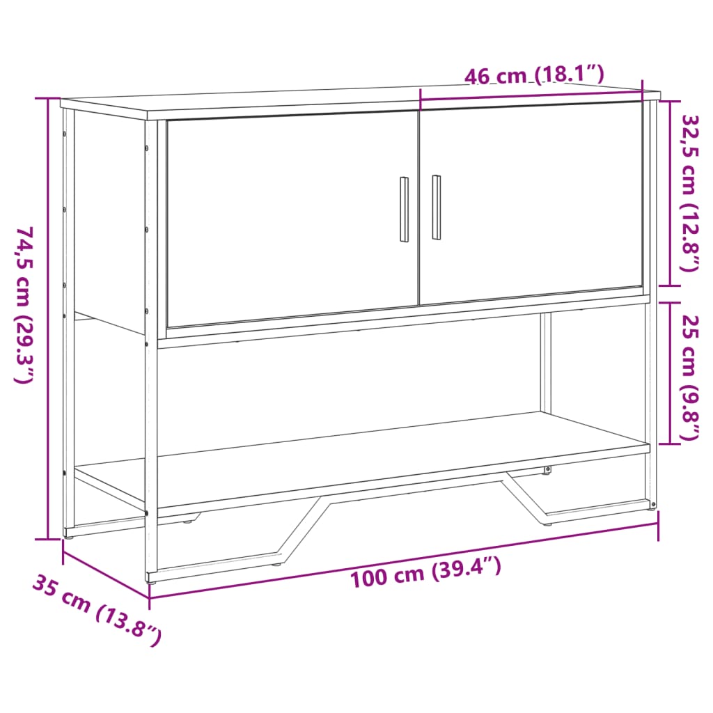 Avlastningsbord konsolbord svart 100x35x74,5 cm