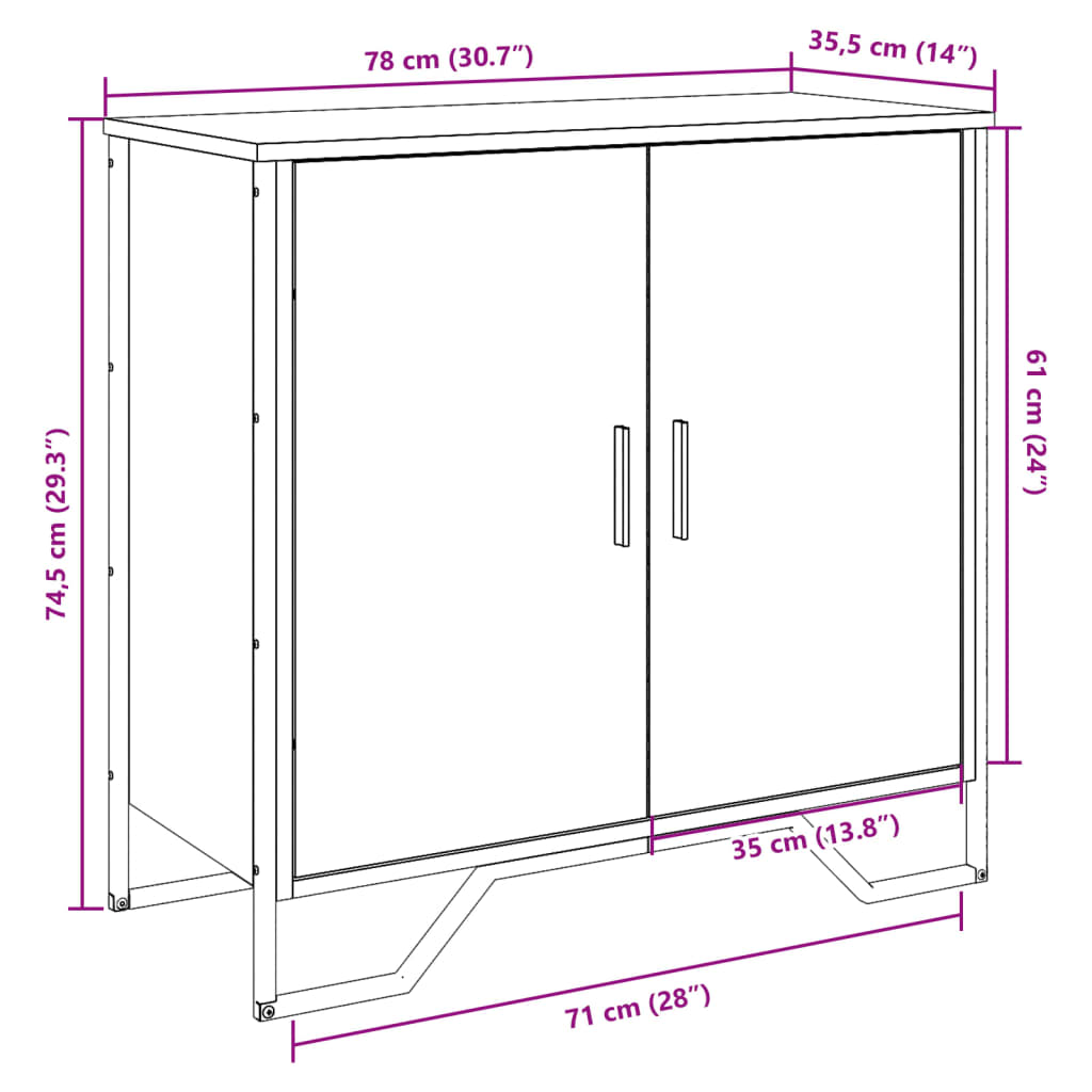 Skänk svart 78x35,5x74,5 cm