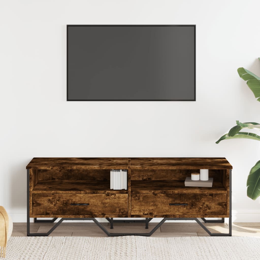 TV-möbel rökfärgad ek TV-bänk 122x34x41 cm