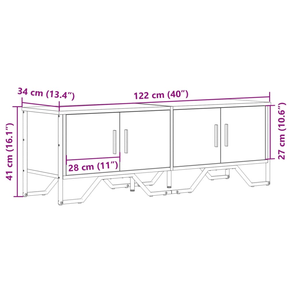 TV-möbel svart TV-bänk 122x34x41 cm