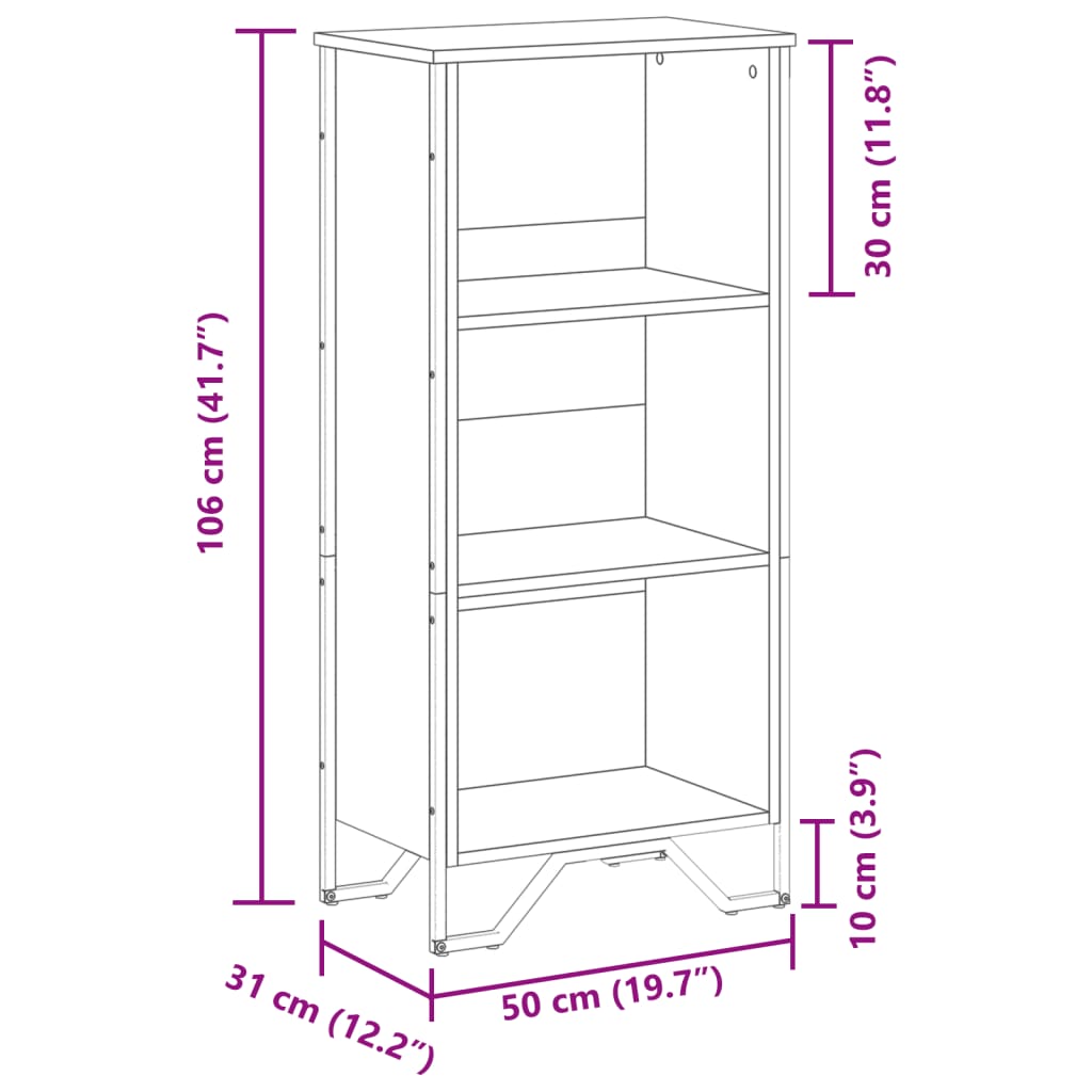 Kirjahylly musta 50x31x106 cm