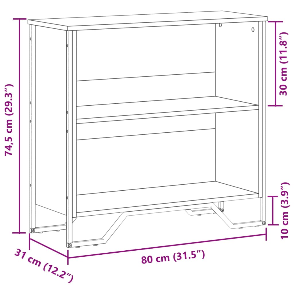 Kirjahylly musta 80x31x74,5 cm