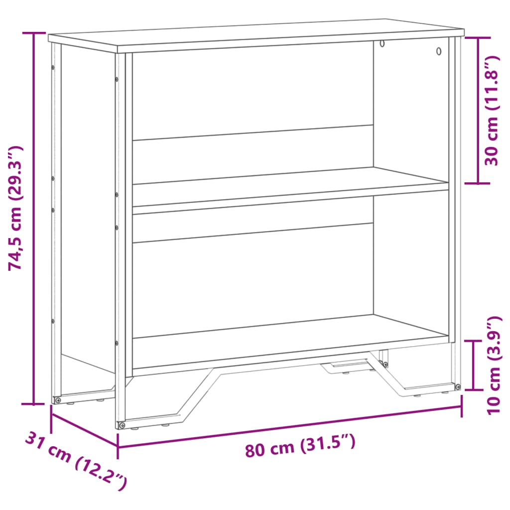 Sonoma tammi kirjahylly 80x31x74,5 cm