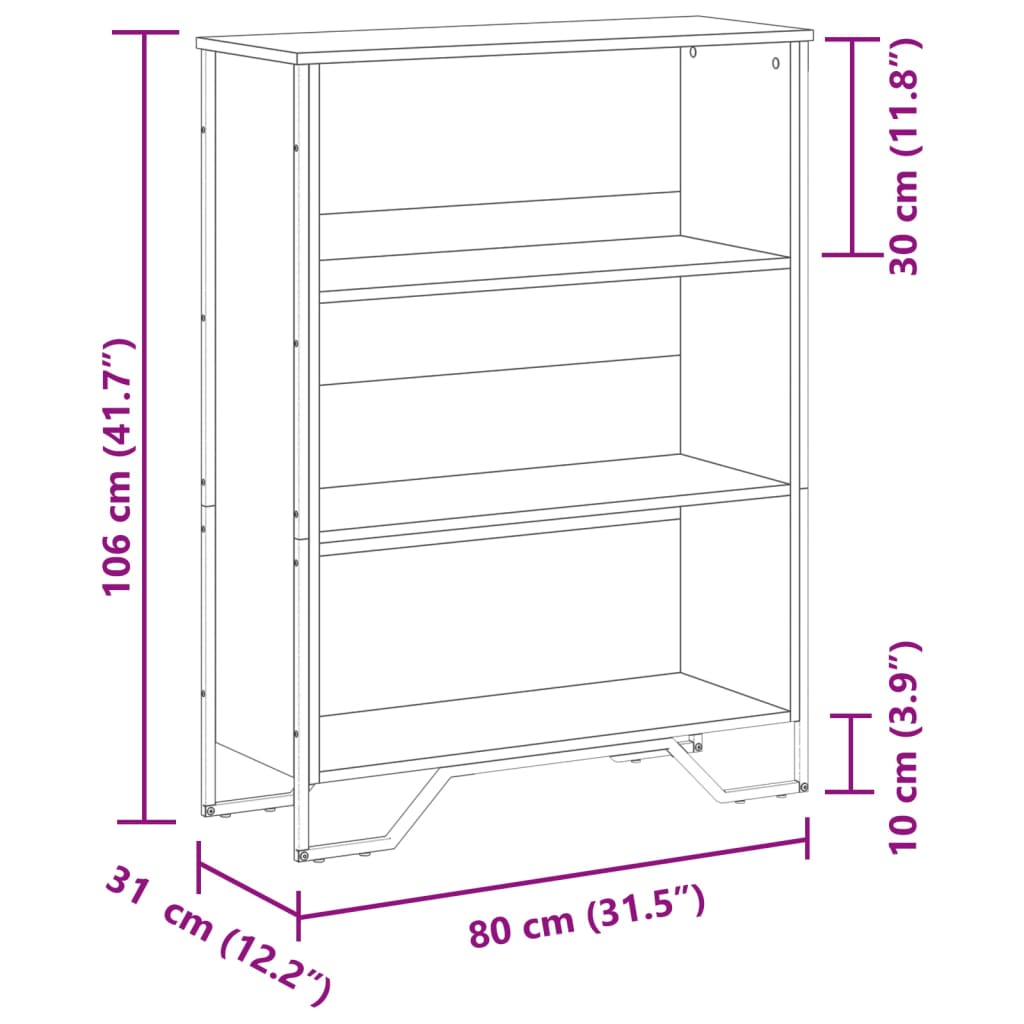 Kirjahylly musta 80x31x106 cm