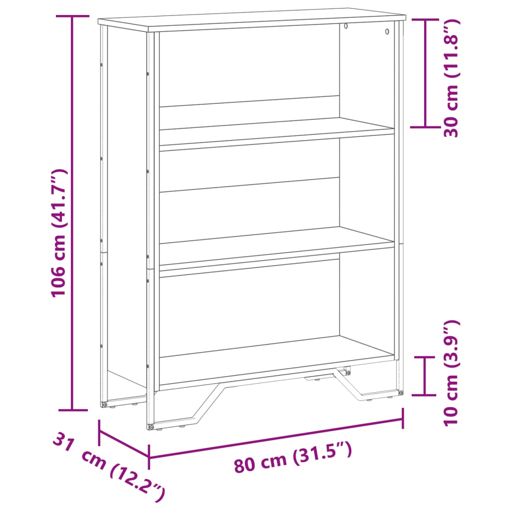 Sonoma tammi kirjahylly 80x31x106 cm