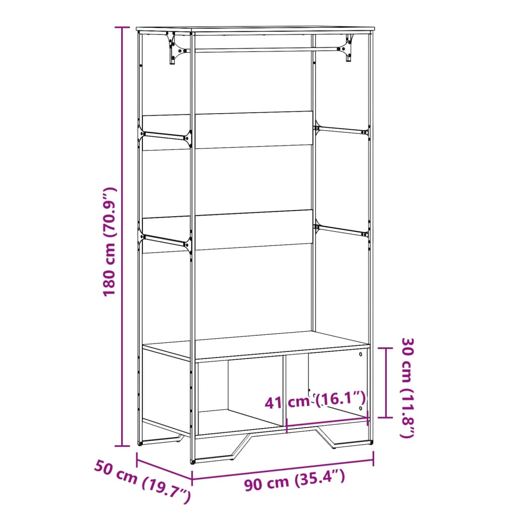 Vaatekaappi musta 90x50x180 cm