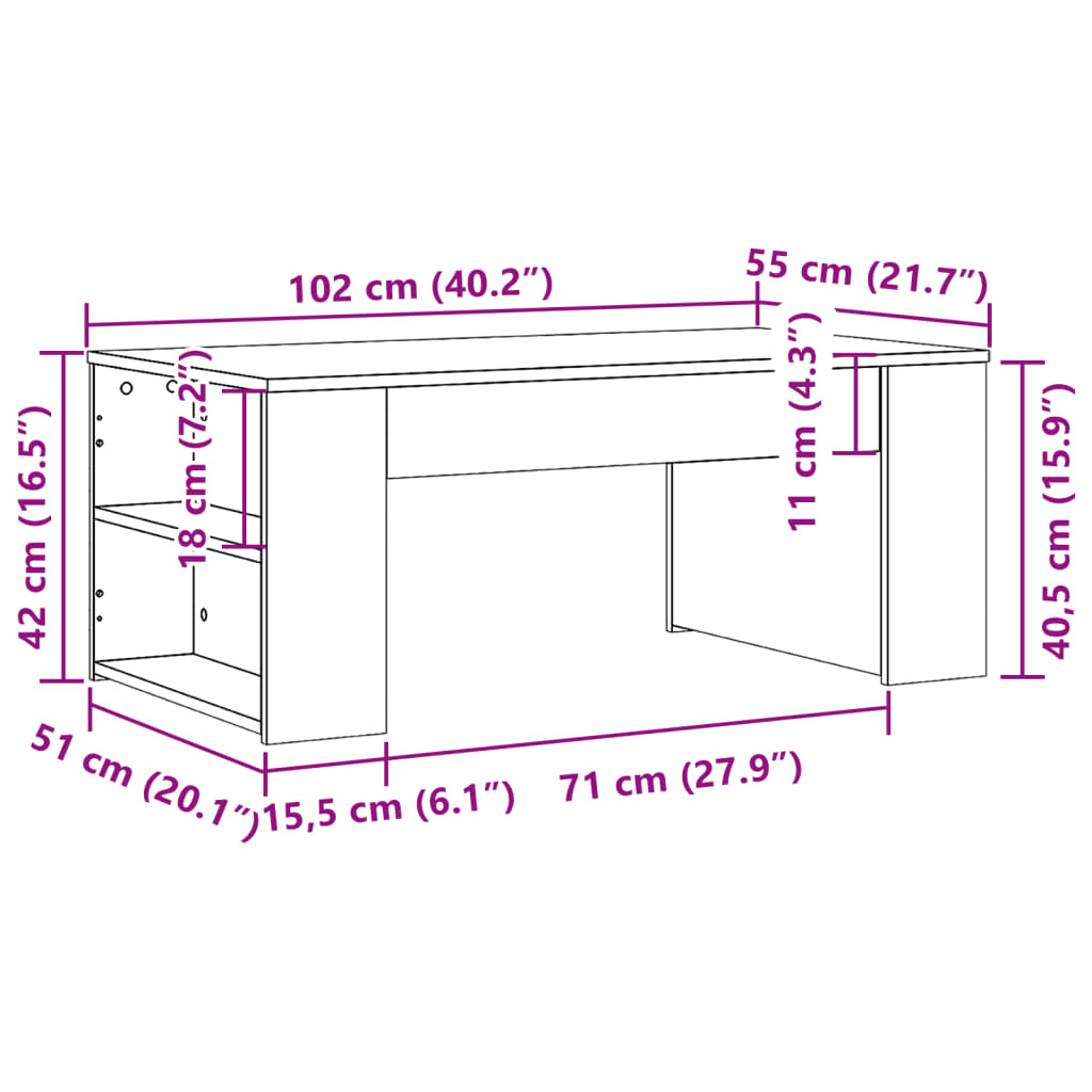 Soffbord sonoma ek 102x55x42 cm