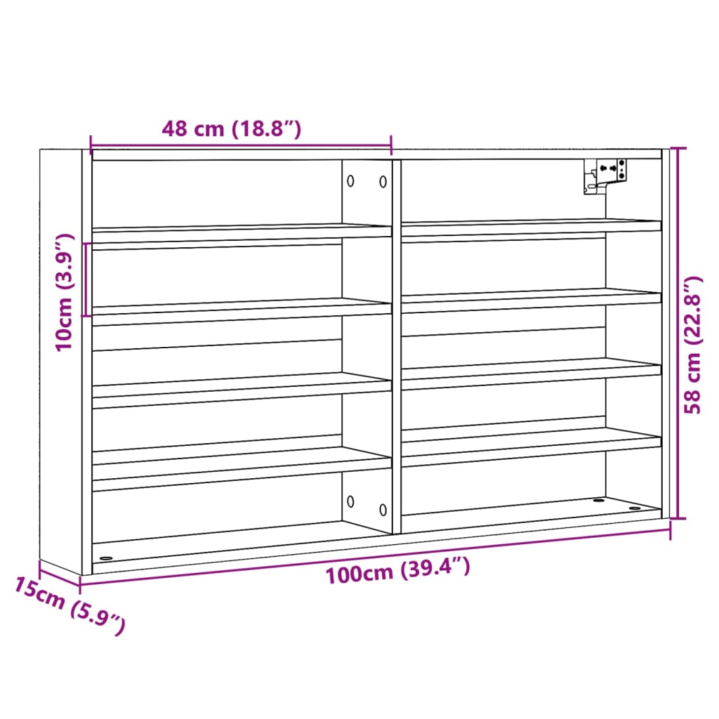 Vitriinikaappi betonin harmaa 100x15x58 cm