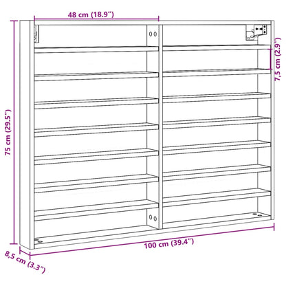 Vitriinikaappi ruskea tammi 100x8,5x75 cm