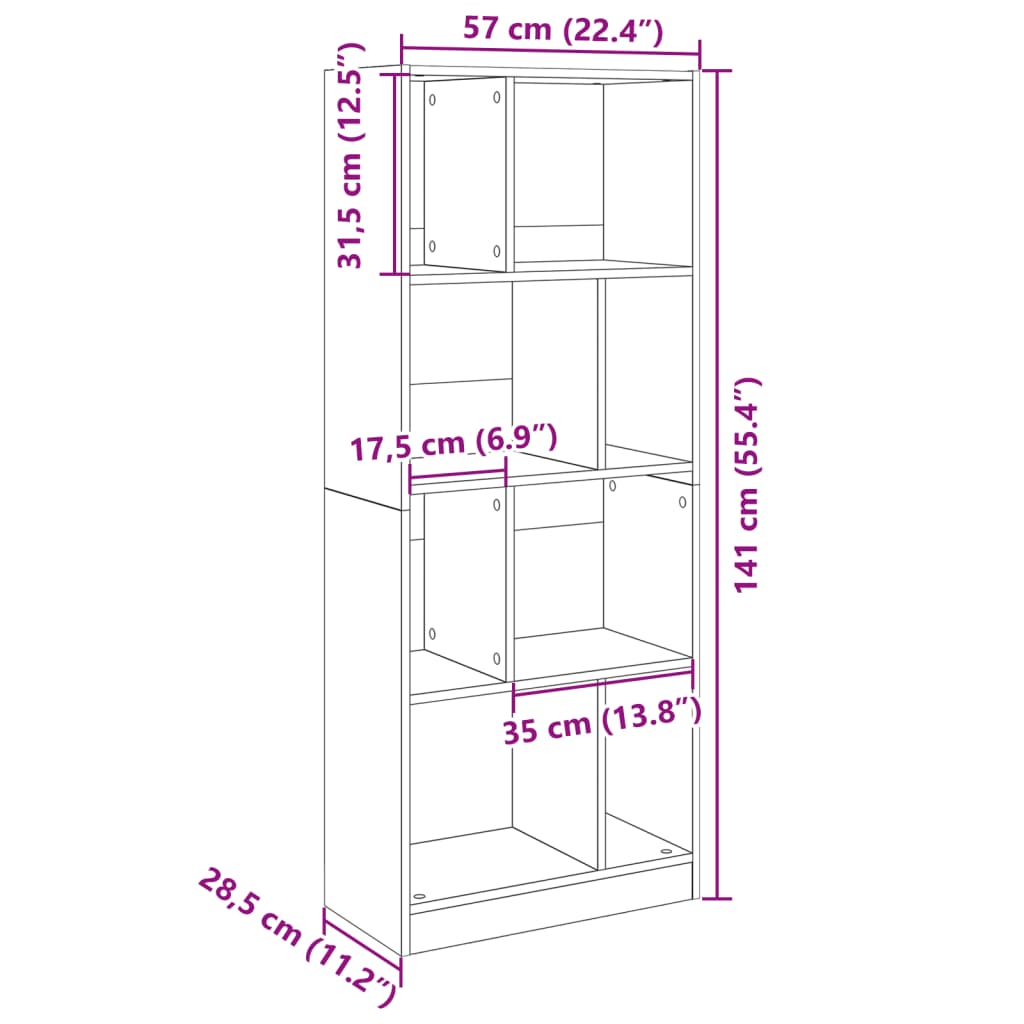 Kirjahylly musta 57x28,5x141 cm