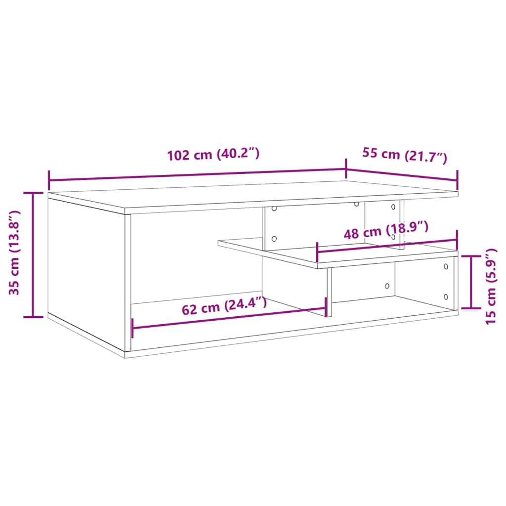 Soffbord vit 102x55x35 cm