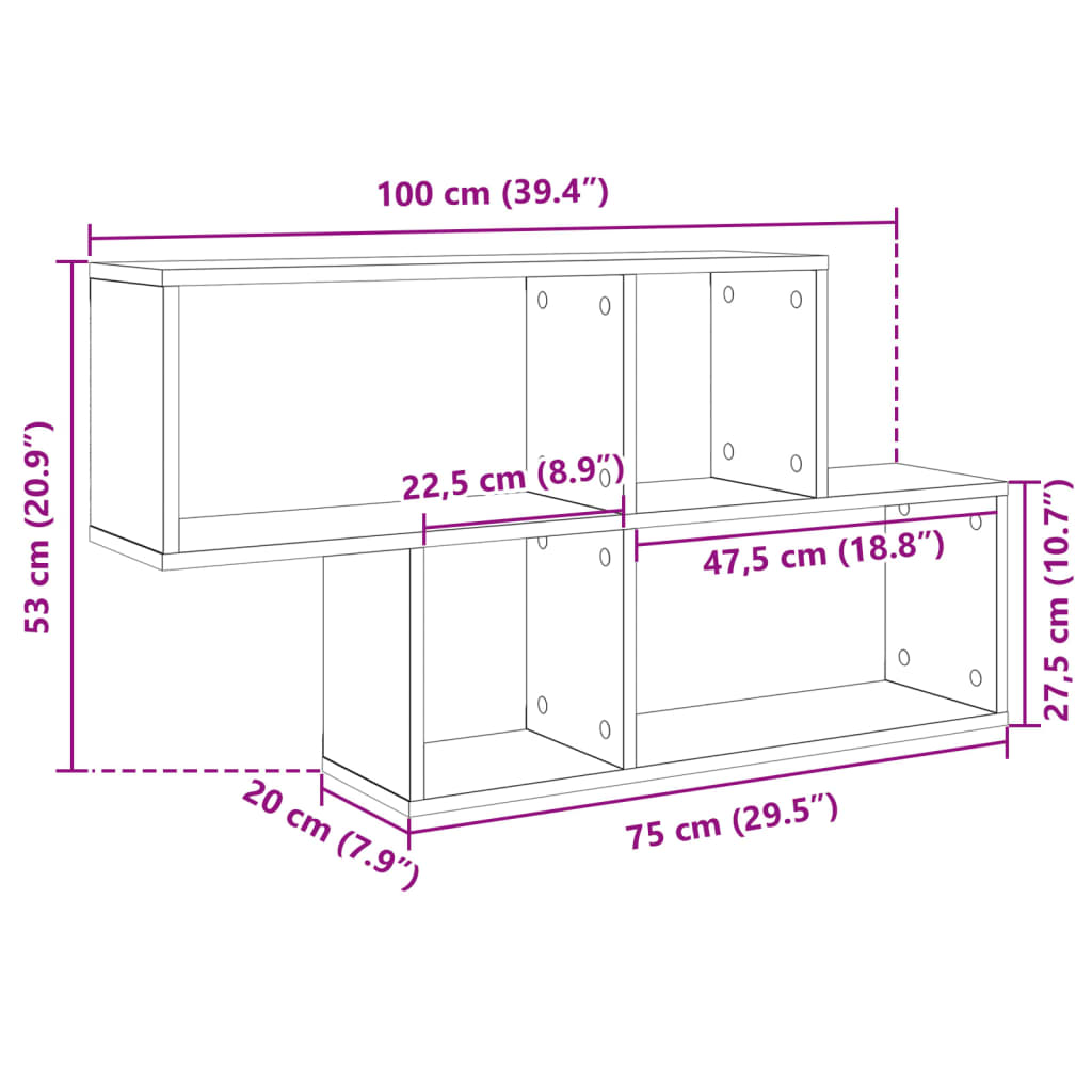 Seinähylly Musta 100x20x53 cm